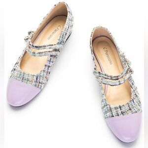 NEW C Paravano Chic lavender and Multicolor  Mary Jane Flats shoes size 42 or 11